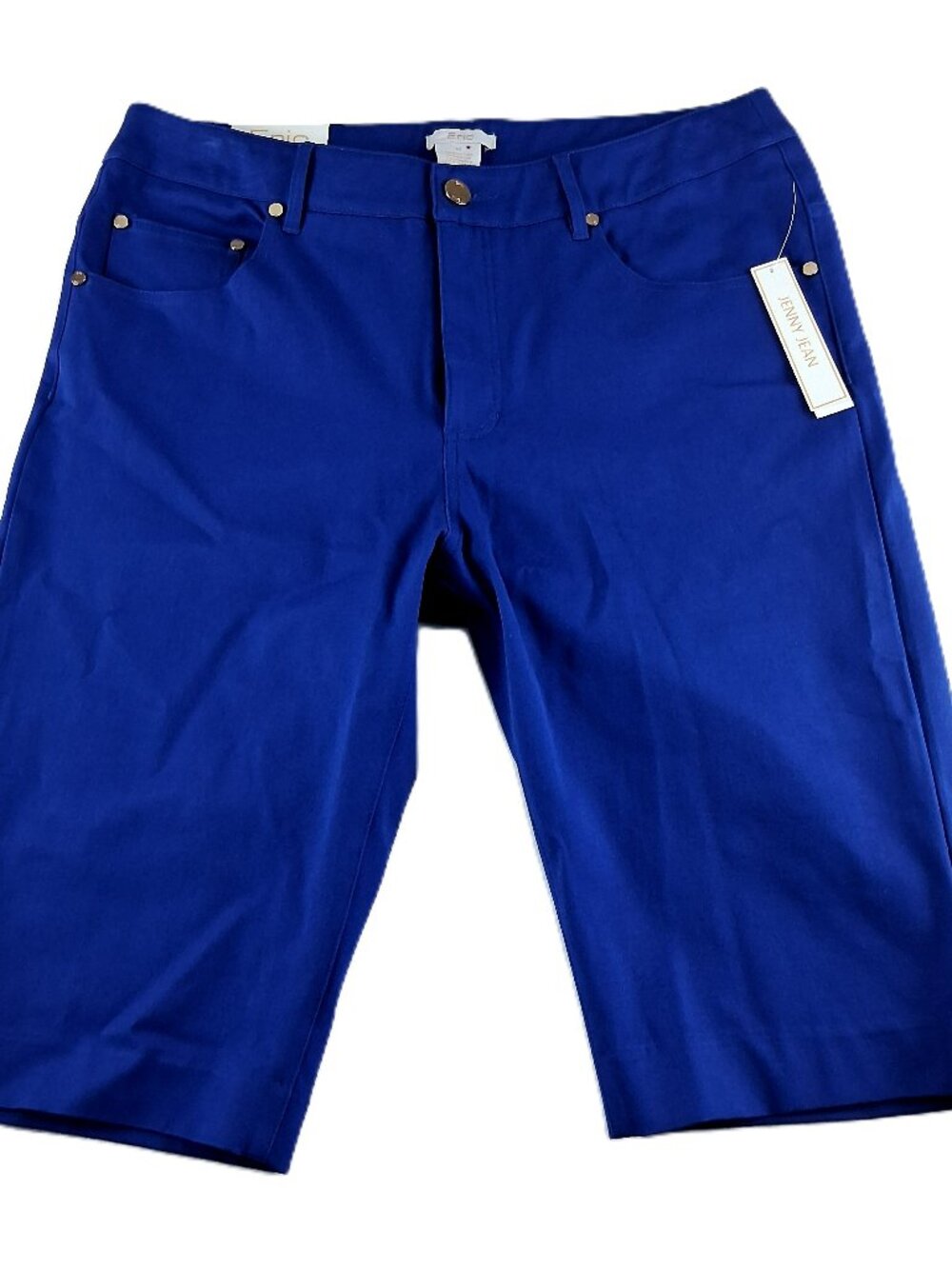 Eric Jenny Jean  Mid Rise Capri Women's Size 12 Surf The Web Blue Tummy Control